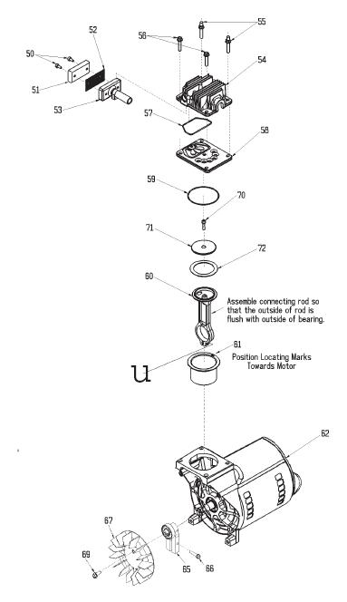 DEVILBISS MODEL 100E8AD-3 PUMP AND MOTOR BREAKDOWN